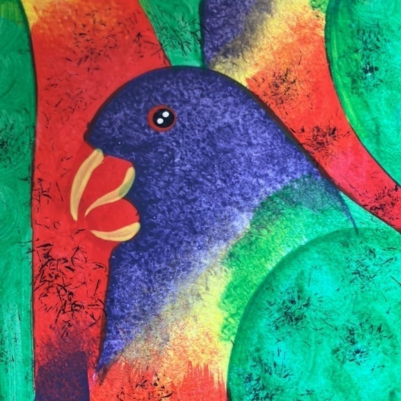 Summer Parrot Party Oval Serving Tray Wood 15 inch Tropical Colors Wood … - Picture 6 of 6